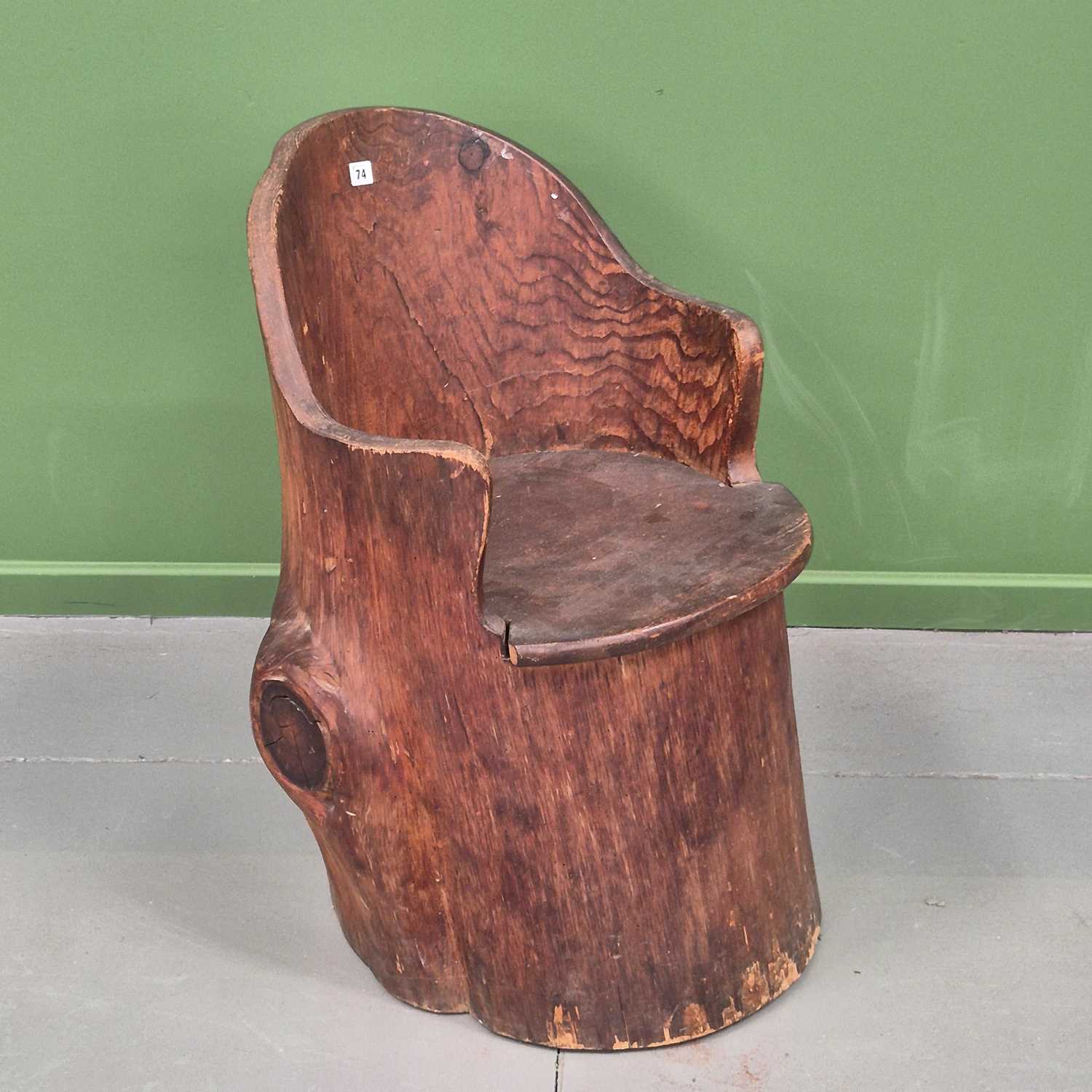 Lot 74 - A 19th Century country made rustic carved pine...