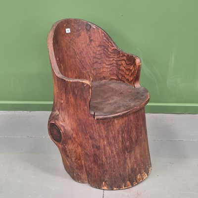 Lot 74 - A 19th Century country made rustic carved pine...