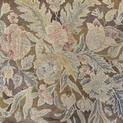 Lot 223 - A scarce set of eight early needlework floral...