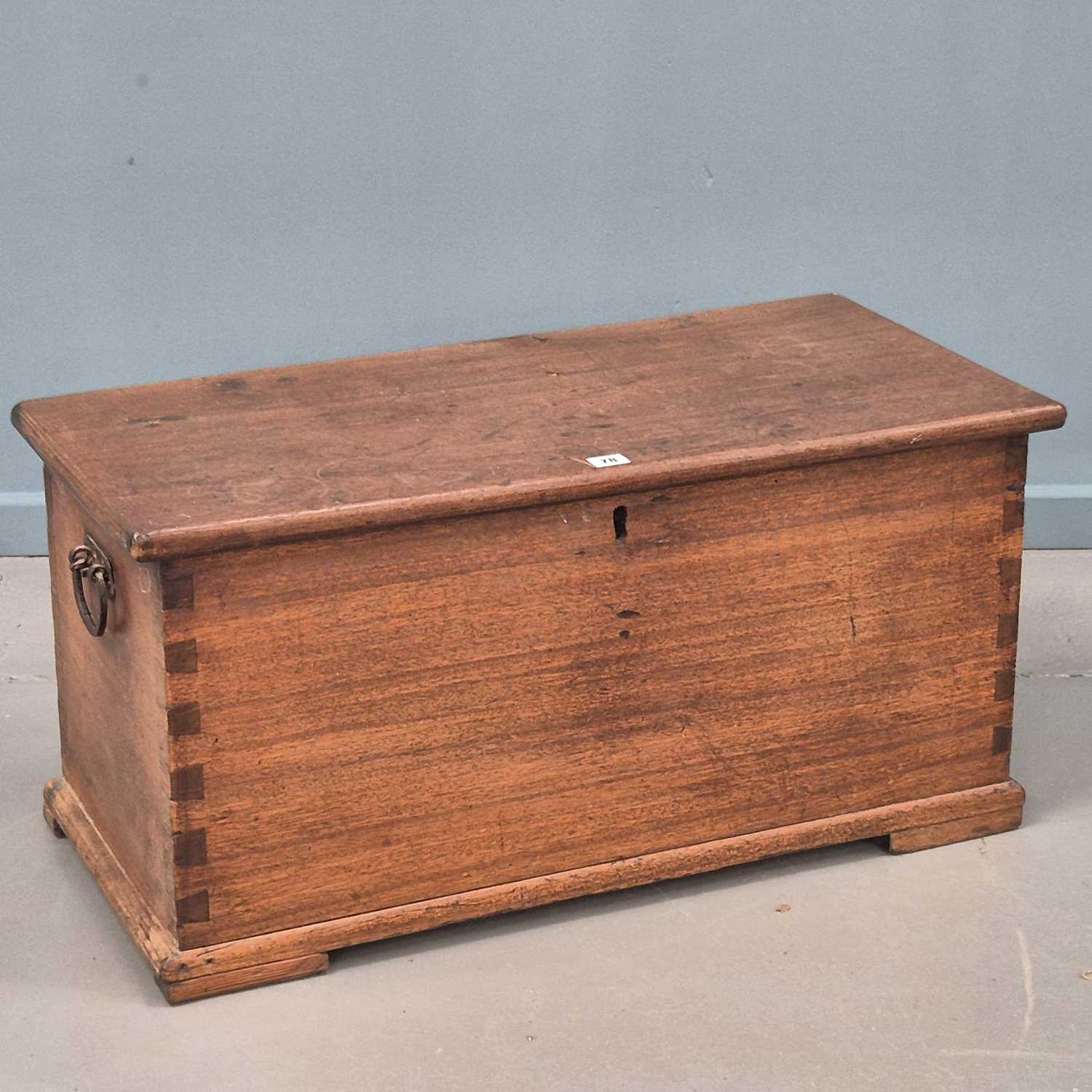 Lot 78 - An antique hardwood colonial chest with...