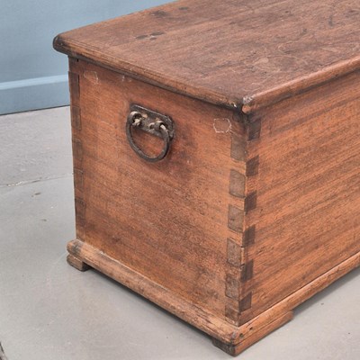 Lot 78 - An antique hardwood colonial chest with...