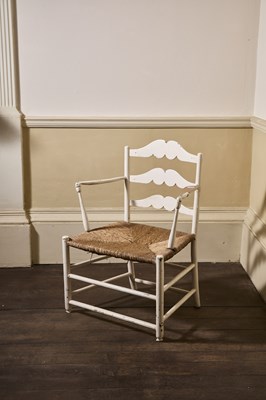 Lot 109 - An antique country-made Georgian painted rush...