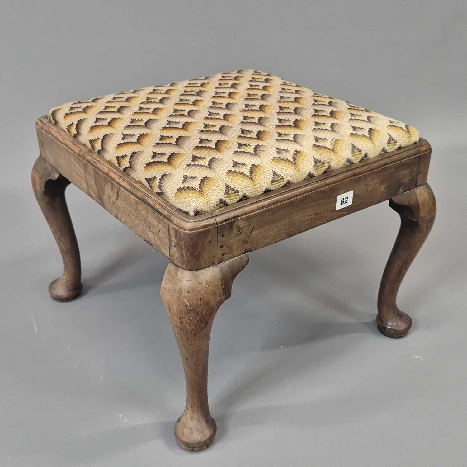 Lot 82 - A Georgian mahogany padfoot square stool with...