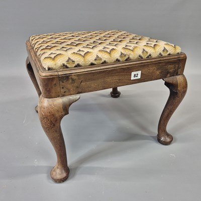 Lot 82 - A Georgian mahogany padfoot square stool with...