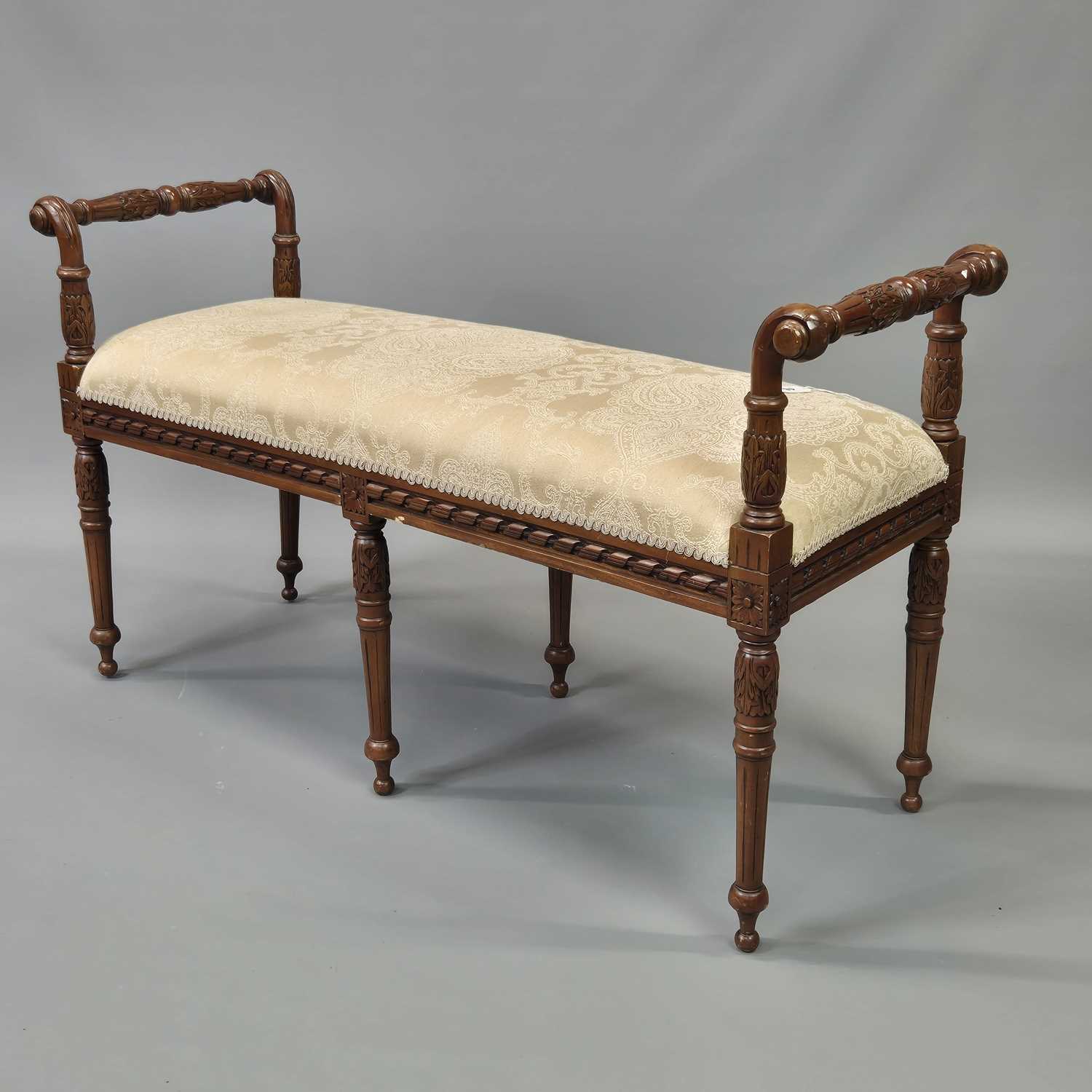 Lot 46 - A carved mahogany neoclassic style window seat,...