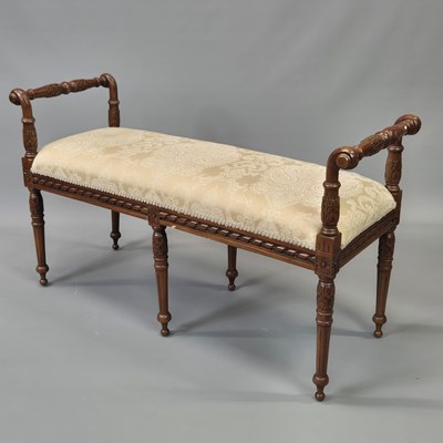 Lot 46 - A carved mahogany neoclassic style window seat,...
