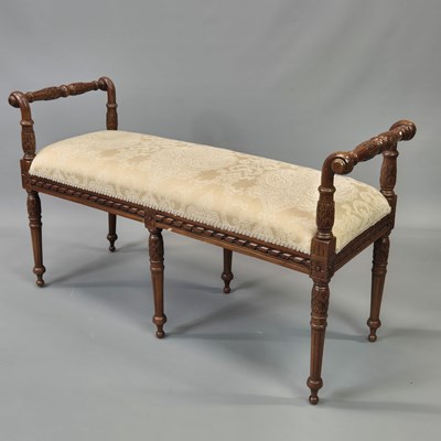 Lot 46 - A carved mahogany neoclassic style window seat,...