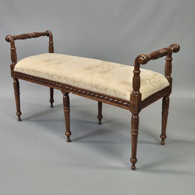 Lot 46 - A carved mahogany neoclassic style window seat,...