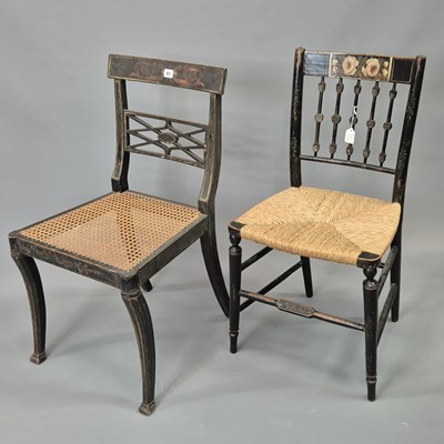 Lot 61 - A group of four Regency chairs retaining...
