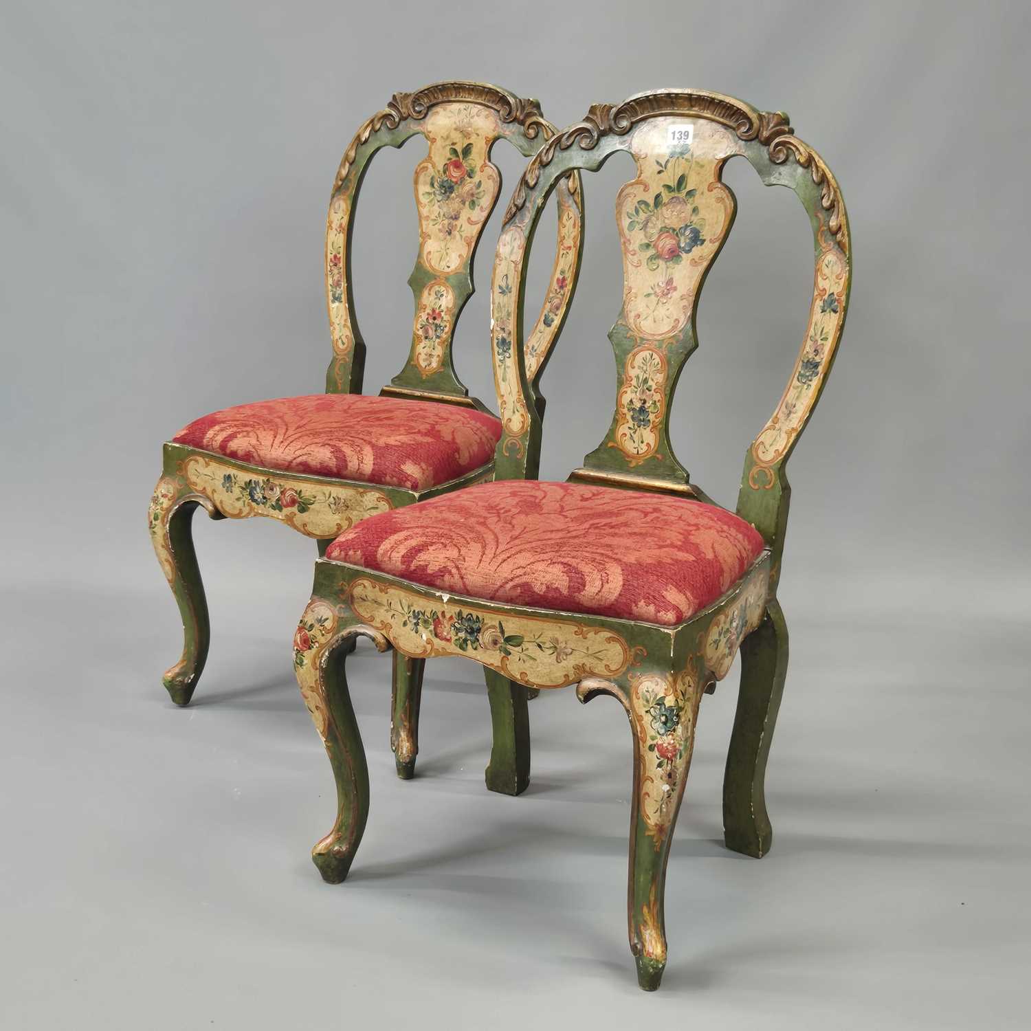 Lot 139 - A pair of Italian carved and painted Rococo