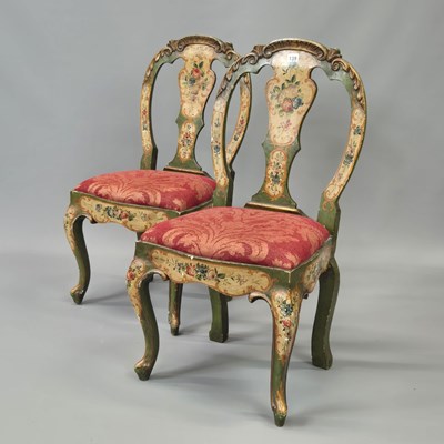 Lot 139 - A pair of Italian carved and painted Rococo...