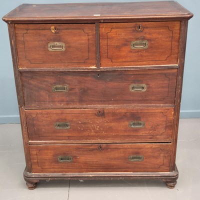 Lot 168 - A 19th-century inlaid Camphor wood two-part...