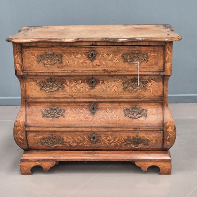 Lot 197 - An 18/19th century Dutch floral marquetry...