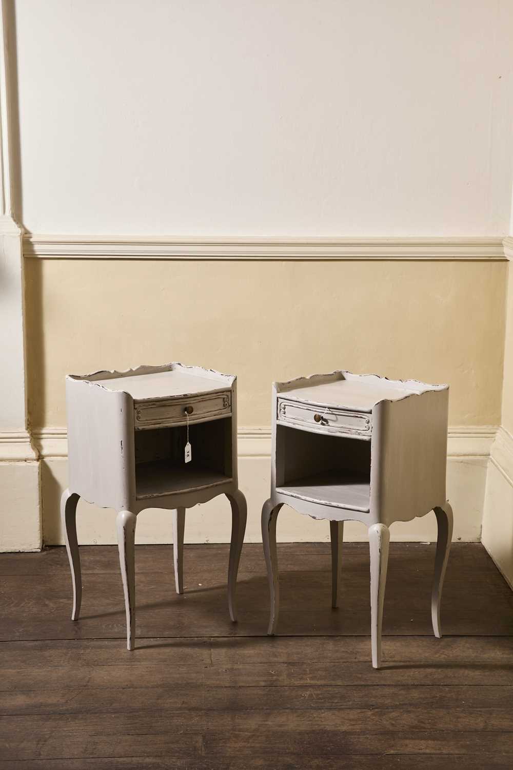 Lot 14 - Pair of Painted French Style Bedside Cabinets...