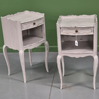 Lot 14 - Pair of Painted French Style Bedside Cabinets...