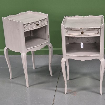 Lot 14 - Pair of Painted French Style Bedside Cabinets...