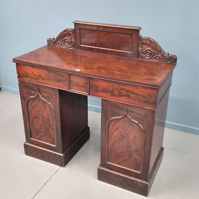 Lot 16 - Small mahogany early Victorian twin pedestal...
