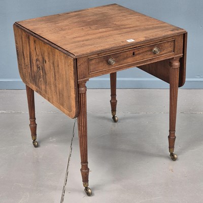 Lot 97 - A late Georgian carved and inlaid mahogany...