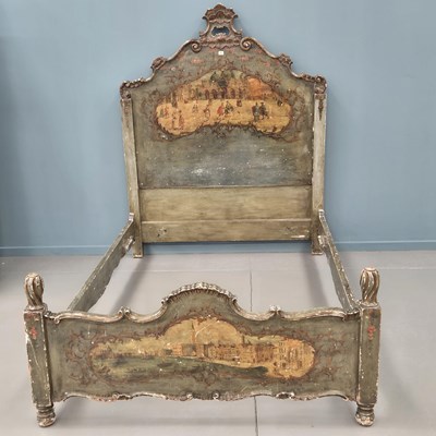 Lot 71 - Antique Italian Venetian style bed, carved and...