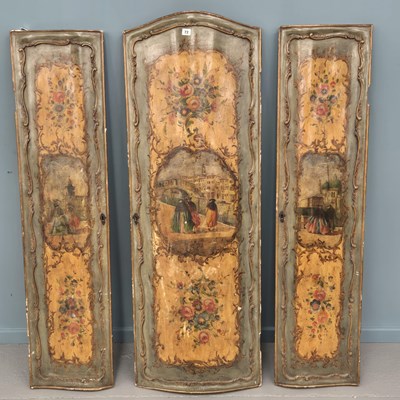 Lot 72 - Three antique-shaped panels decorated to match...