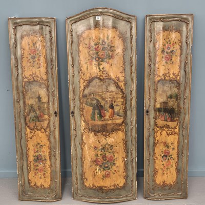 Lot 72 - Three antique-shaped panels decorated to match...