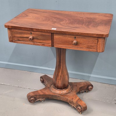 Lot 65 - An early Victorian carved mahogany two drawer...