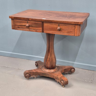 Lot 65 - An early Victorian carved mahogany two drawer...