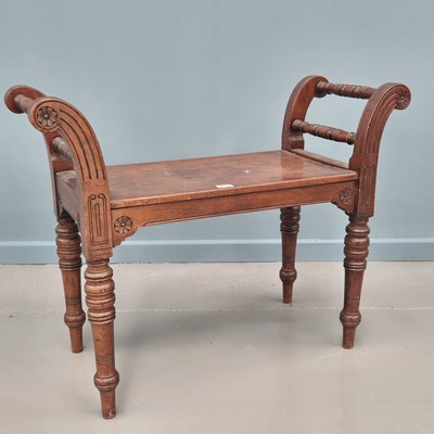 Lot 252 - Late Victorian carved mahogany window seat,...