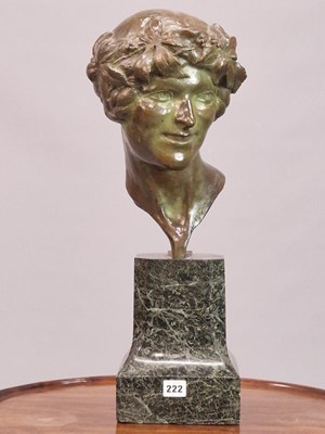 Lot 222 - A French Art Deco bronze Bacchante Portrait...