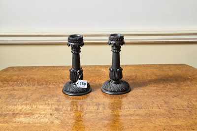 Lot 158 - A pair of antique, Victorian Irish carved bog...
