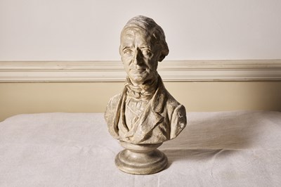 Lot 124 - An antique tinted plaster libary bust protrait...