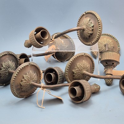 Lot 129 - Six patinated bronze Georgian design wall...