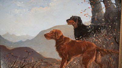 Lot 1577 - Victorian School, two setters on a moorland...