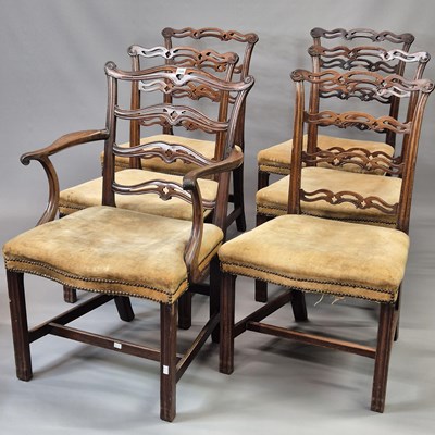 Lot 1586 - A set of seven 19th century mahogany dining...