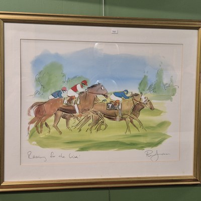 Lot 1594 - 20th century school, two horse racing scenes,...