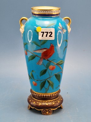 Lot 772 - A Minton cloisonne inspired blue ground vase...