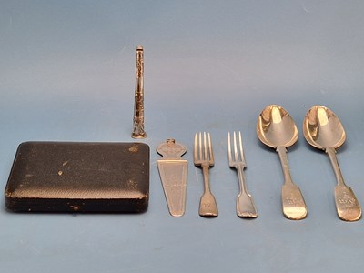 Lot 775 - A pair of Victorian silver fiddle pattern...