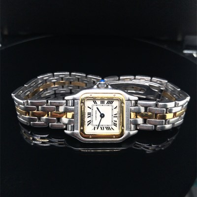 Lot 783 - A lady's Cartier Panthere steel and gilt...