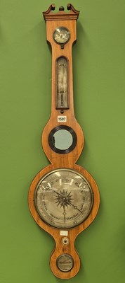 Lot 1597 - A line inlaid mahogany banjo barometer signed...