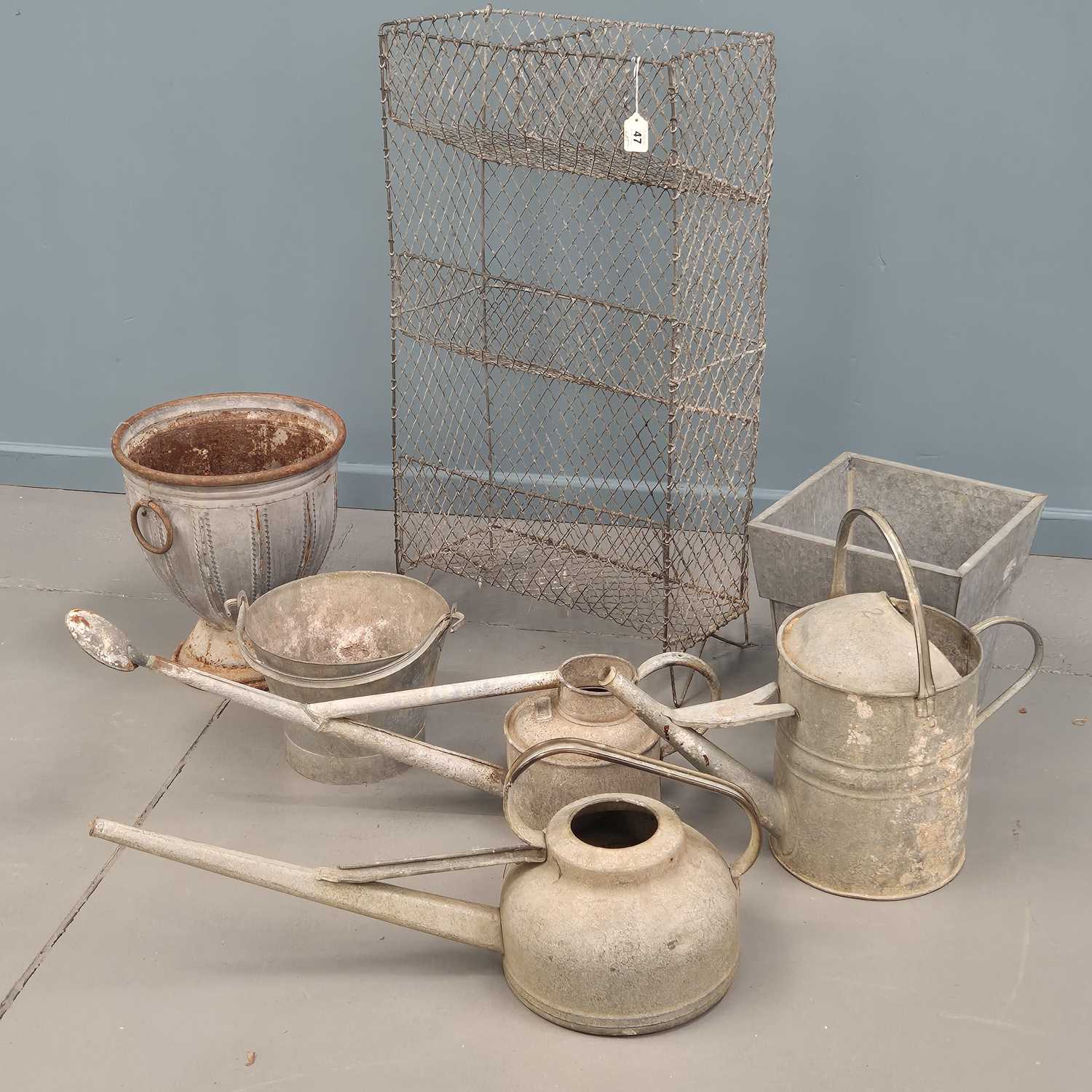 Lot 47 - Vintage galvanized wire larder vegetable rack...
