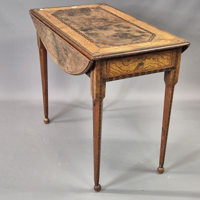 Lot 1614 - A burr walnut centred oval pembroke table...