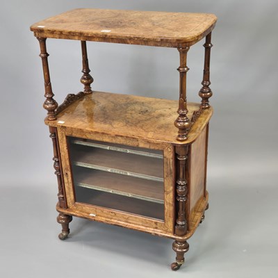 Lot 1615 - A Victorian burr walnut music cabinet, the...