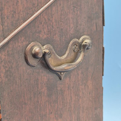 Lot 28 - A Georgian inlaid mahogany knife box, later...