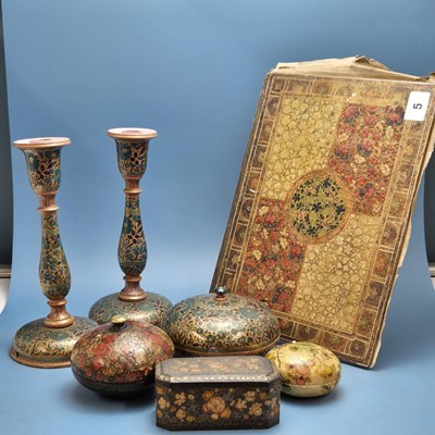 Lot 5 - A group of antique and later Kashmiri desk...