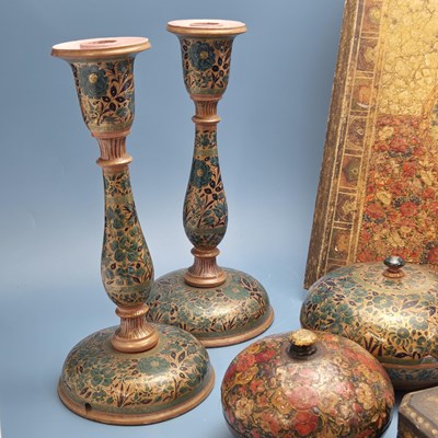 Lot 5 - A group of antique and later Kashmiri desk...