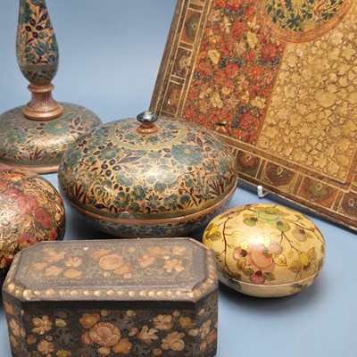 Lot 5 - A group of antique and later Kashmiri desk...