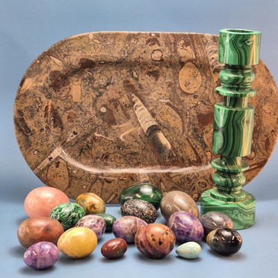 Lot 250 - A collection of carved and polished stone...