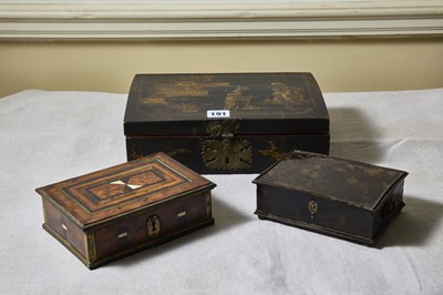 Lot 191 - A Georgian Chinoiserie lacquer box, together...