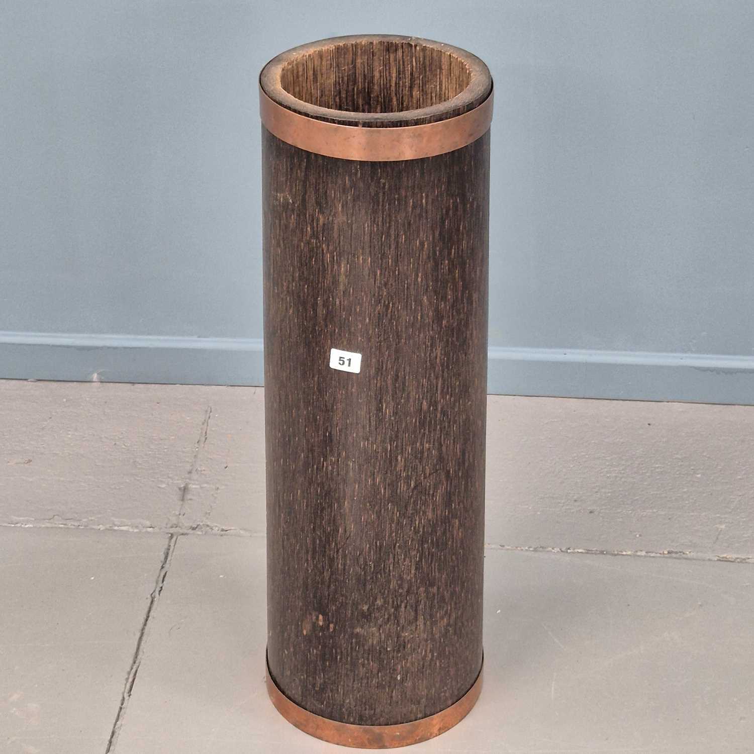 Lot 51 - Vintage copper bound palm wood (?) tapered...