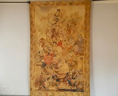Lot 205 - An Aubusson style floral tapestry panel...